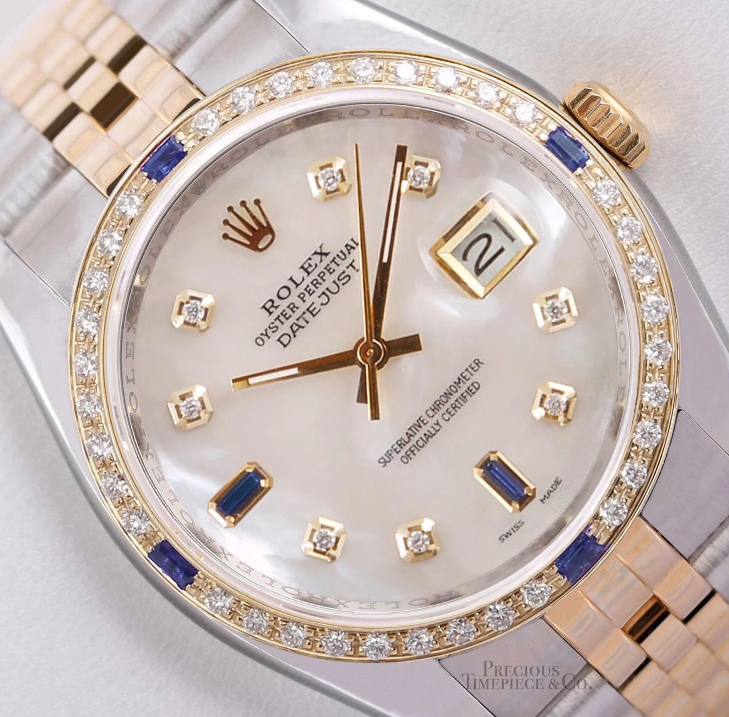 Rolex Datejust 116233 oro 18 carati 36 mm diamante lunetta zaffiro MoP quadrante diamantato