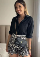 Zara Woman CONTRAST EMBROIDERED SHORTS NWT