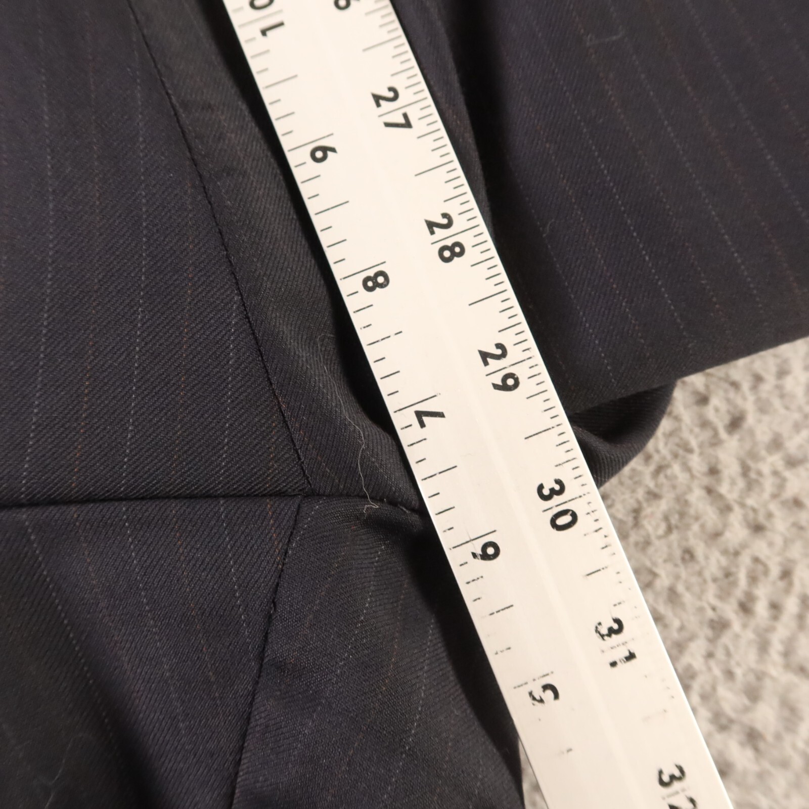Hart Schaffner Marx Suit Blue Striped Wool Twill Union Made in USA 50L 44x30
