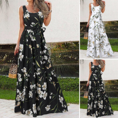 Size UK Women Floral Long Maxi Dress 