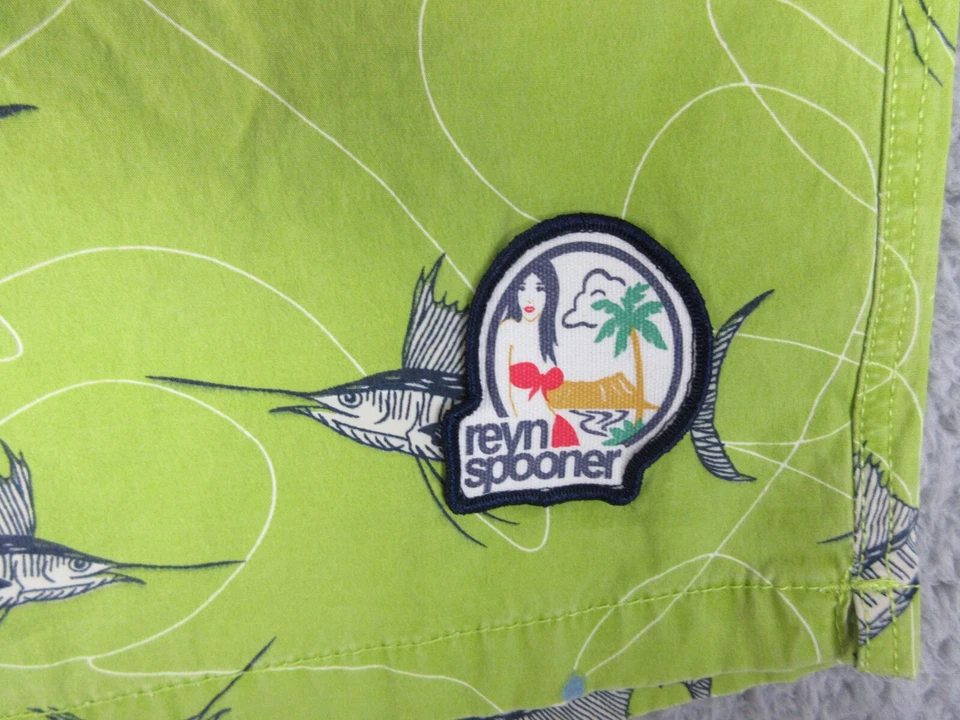 Reyn Spooner Swim Trunks Mens Large Green Fish Bathing Suit Shorts 34X19 - Image 4 of 4