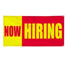 Vinyl Banner Multiple Sizes Now Hiring Yellow Red Promotion Business Business