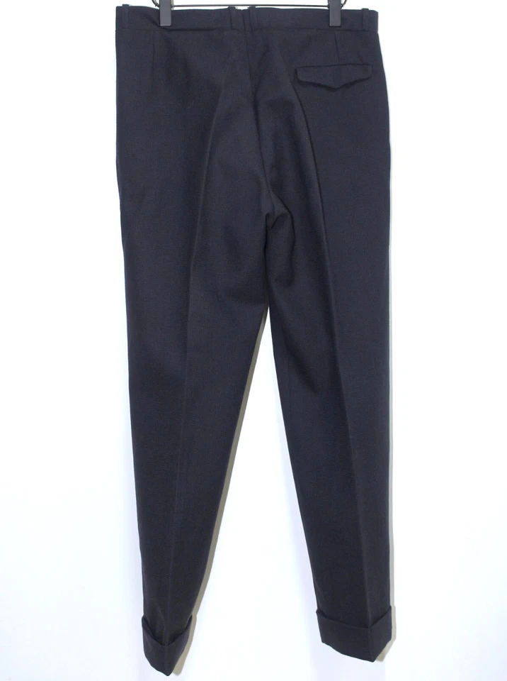 Pantalones de traje plisados de lana azul/marrón franceses Rockabilly años 50 W35 Foto 2 de 4