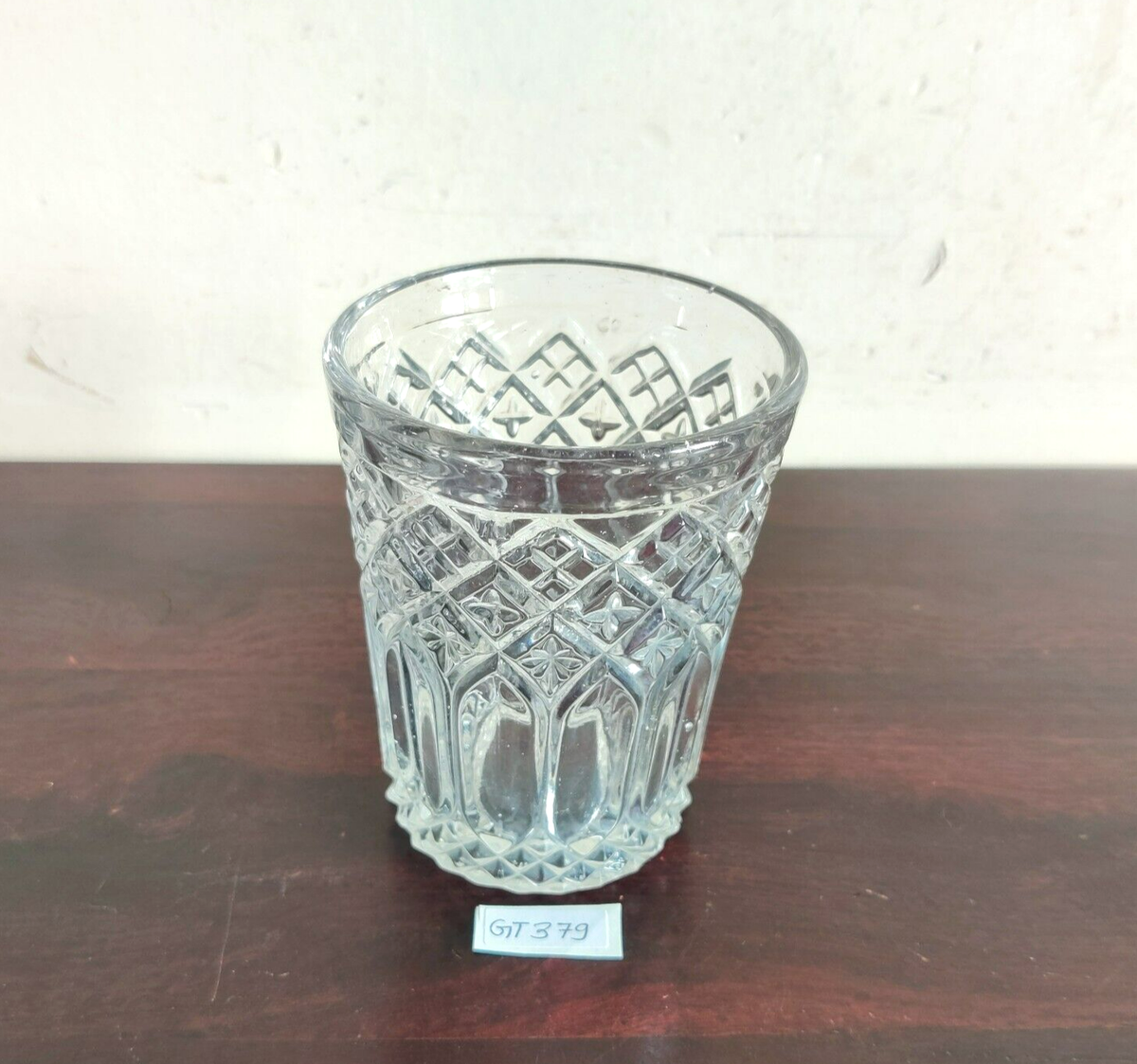 1930s Vintage Embossed Design Clear Glass Tumbler Decorative Collectible  GT379