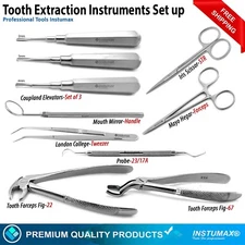 Complete Dental Extracting Kit – Tooth Extraction Elevators, Forceps, Mayo Hegar