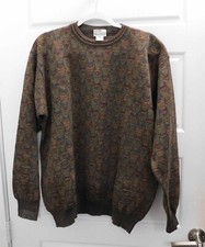 Neiman Marcus Brown Owl Wool Pullover Knit Sw...