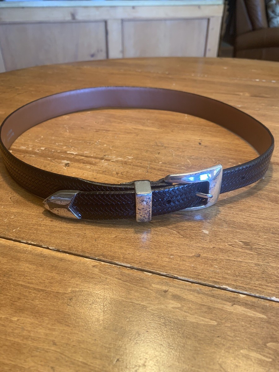 Brighton Black and Silver Leather Belt BRIGHTON Black Crock Embossed Women main image 3