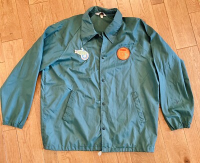 Vintage Jacket JC Penney Fashion OHIO Fishing Patch Waterproof Button Up