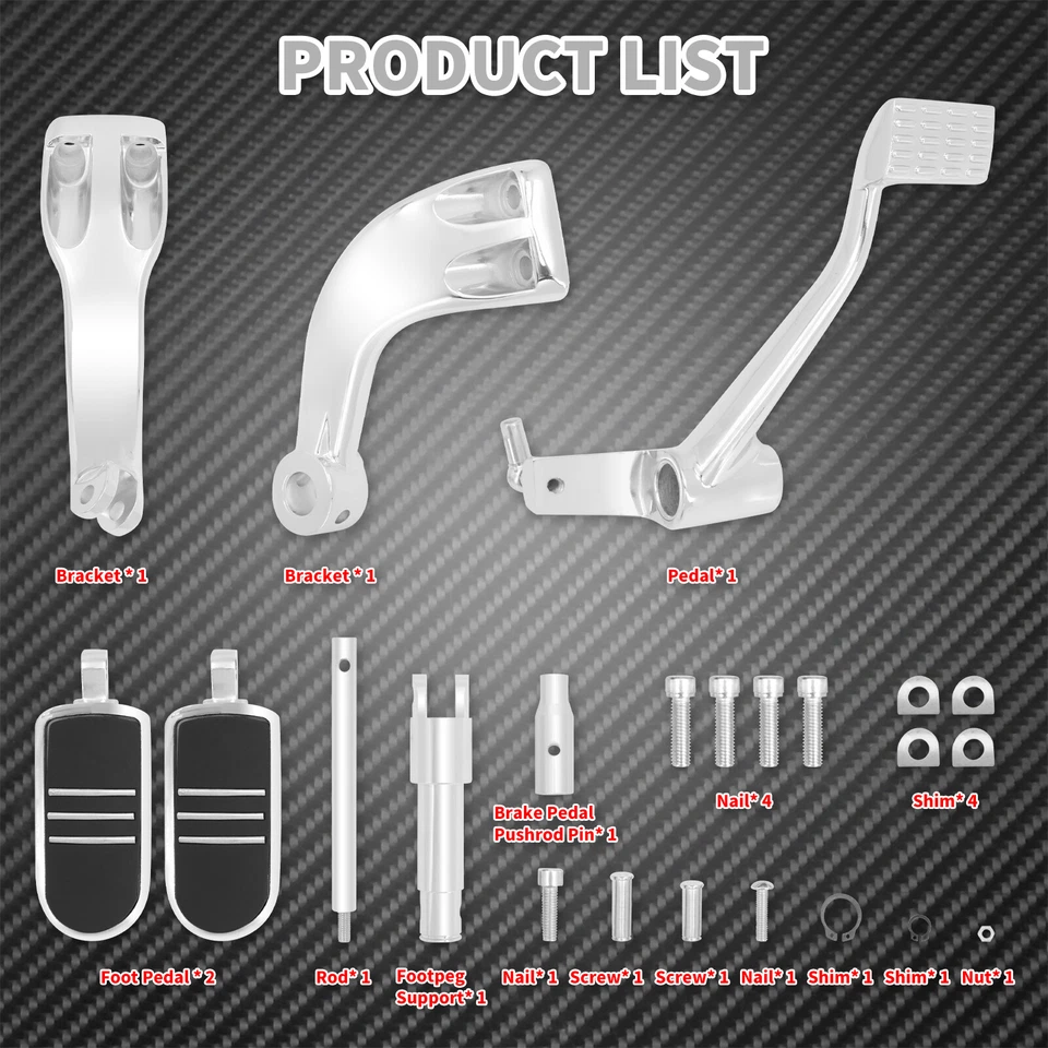 Kit de palanca de estriberas cromadas para Harley Sportster 883 1200 2014-23 Foto 3 de 4