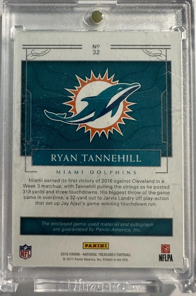 2016 National Treasures Ryan Tannehill NFL SHIELD LOGO GAME USED 1/1 Auto - Image 2 of 2