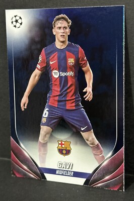 2023-24 Topps UEFA Club Competitions Barcelona Gavi Navy Blue Foil