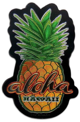 Hawaiian Magnets Pineapple Aloha Islands Hawaii Foil Stationary Gifts Souvenir N