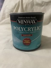 MINWAX POLYCRYLIC Crystal Clear Topcoat CLEAR GLOSS 8oz 1/2 pint NEW
