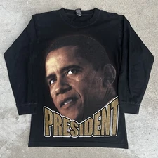 vintage 90s 00s Y2K rare Bootleg Barack Obama Rap Tee T-Shirt 44th President M 5