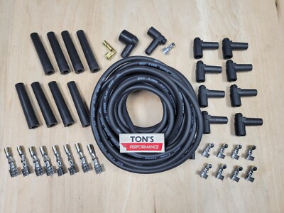 Universal MSD Super Conductor 8.5mm BLACK Spark Plug Wire HEI kit v8 Bk Straight