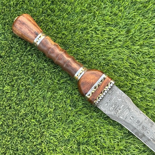 Rare Damascus Steel Double edge Sword, Short Sword, Gladius Sword, Sheath, 2471 - Picture 4 of 7