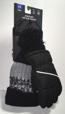 ASTOR SKI SNOW BEANIE HAT  GLOVES SET KIDS Sz 4-6 Years Black  Gray NWT