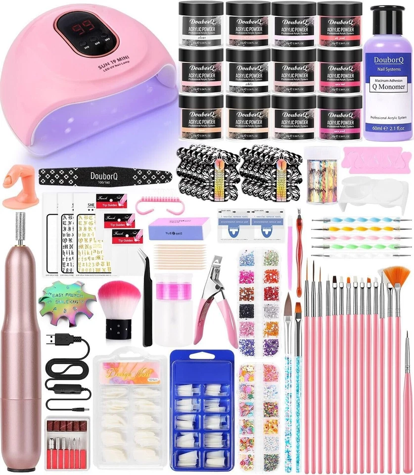 Kit completo de nail art acrílico com lâmpada UV, glitter e broca para unhas para iniciantes - Imagem 3 de 4