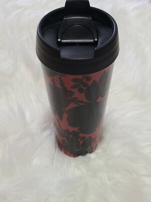 Vera Bradley 16 oz Travel Mug Cup BLACK /RED Floral Hot Or Cold