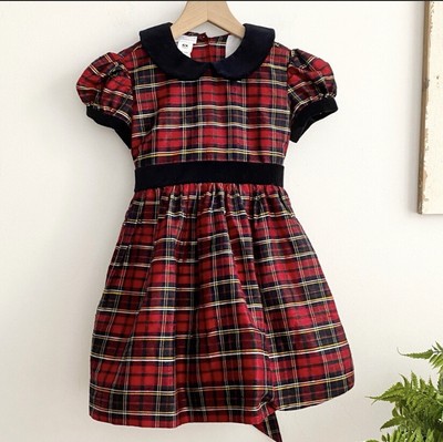 Fancy Threads Maria Elena Girls Dress Sz 6x Red Black Tartan Plaid 100 Silk Ebay