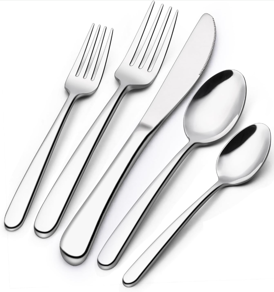 60-Piece Silverware Set for 12, Premium Stainless Steel Flatware Set, Heavy D...