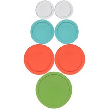 Pyrex 2 7202-PC White, 2 7200-PC Turquoise, 2 7201-PC, 1 7402-PC Lids