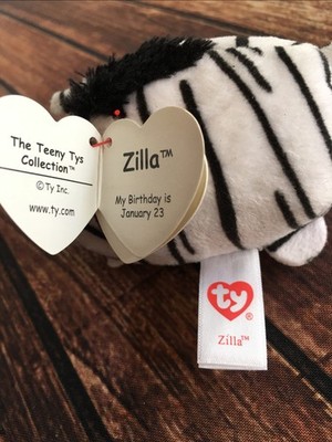 TY TY Beanie Boos - Teeny Tys Stackable Plush~ZILLA the Zebra (4 inch