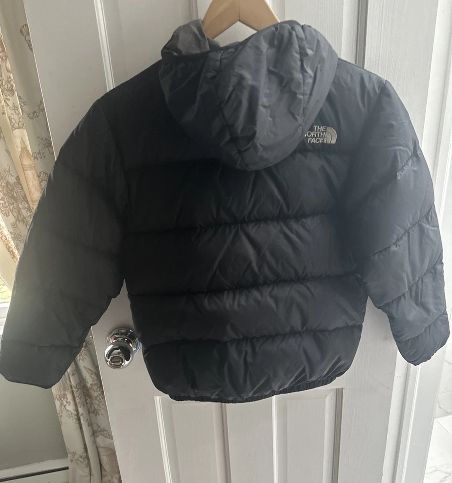 North Face Reversible Jacket Boys Large Hooded Plaid Puffer Winter Coat - Image 2 of 4