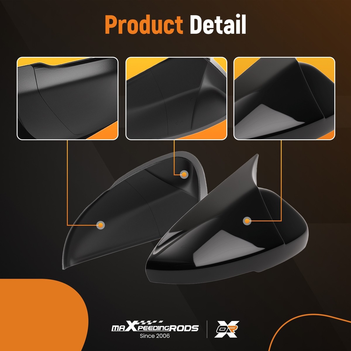 Side Mirror Cover Caps For Honda Accord 2023-25 Black ABS Door
