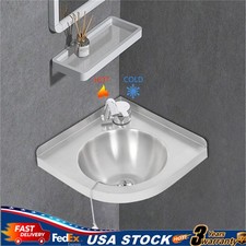 RV Caravan Camper Stainless Steel Hand Wash Basin Kitchen Triangular Sink Faucet