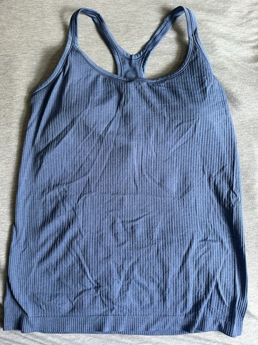 Lululemon Ebb To Street Tank Top Washed Denim Blue Athletic Athleisure Women 14