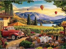 500 Piece Jigsaw Puzzle for Adults – Scenic Vineyard with Hot Air Balloons 