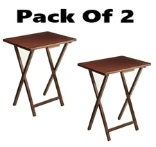 Mainstays Indoor Single Folding TV Tray Table - Walnut L 19 x W 15 x H 26