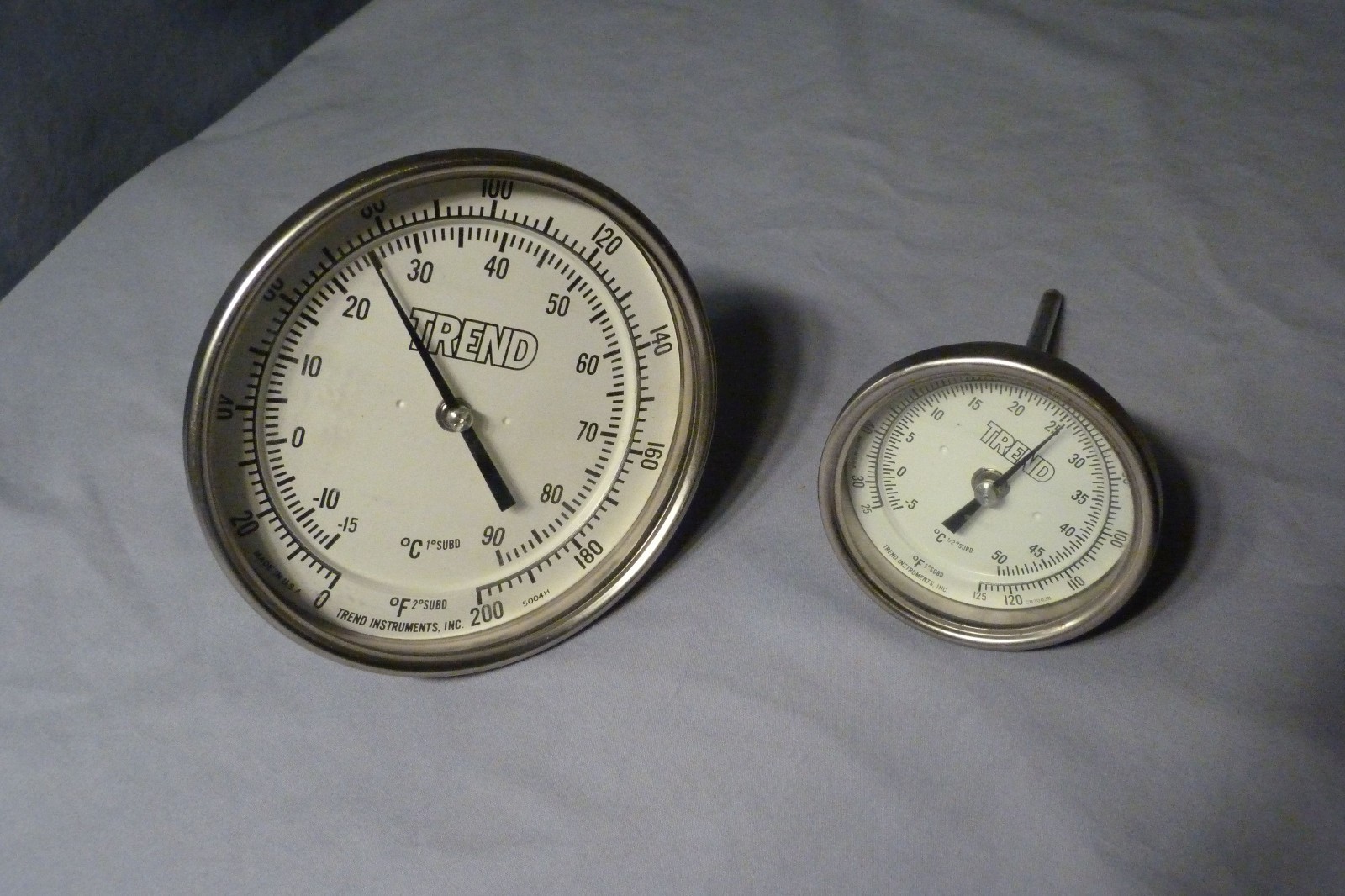 2 Trend Bimetal Thermometers - 25-125F & 0-200F - both 1/2" NPT