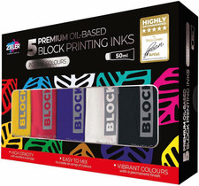Premium Oil-Based Block Printing Inks, 50Ml Tubes, 5-Colour Set