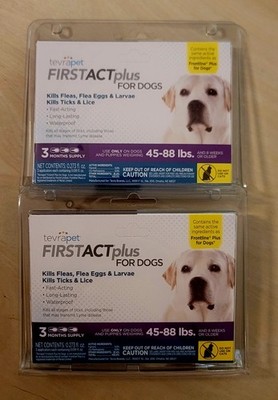 2 Boxes   Tevrapet FirstAct Plus for Dogs 45-88 Lbs, 3 Month Supply Ea Box