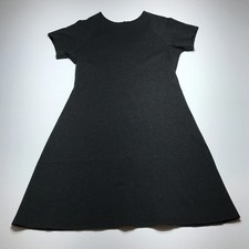 Uniqlo Dress Womens Medium Black Short Sleeve Flare Cap Sleeve Rear Zip Stretch