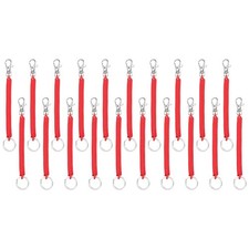 Retractable Coil Springs Keychain, 20 Pcs Spiral Cord Coil Keychain, Red