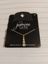 Jasmine Lane Gold Tone Necklace With Drop Stud 16" Jewelry Free Shipping!