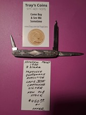 CUCHILLO EJECUTIVO ABRAHAM FEIST 1900 AÑO 3 HOJAS. CARTUCHO REPOUSSE LOUIS XIV...