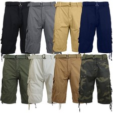 Galaxy Men's Belted Distressed Cargo Work Shorts Multi-Pocket Size 30-44 NWT