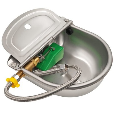 KHEARPSL Automatic Water Bowl with Brass Float Valve, Drain Hole and Hose, St...