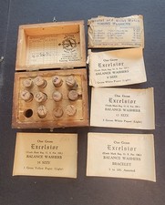 Antique WATCH REPAIR PARTS Original WOOD BOX Watchmaker ELGIN Balance Staffs