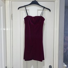 Pins And Needles Urban Outfitters Deep Pink Maroon Velvet Mini Dress Size XS VGC