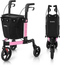 3 Wheel Walkers for Seniors Foldable Rollator Walker with Tray  Large Storage