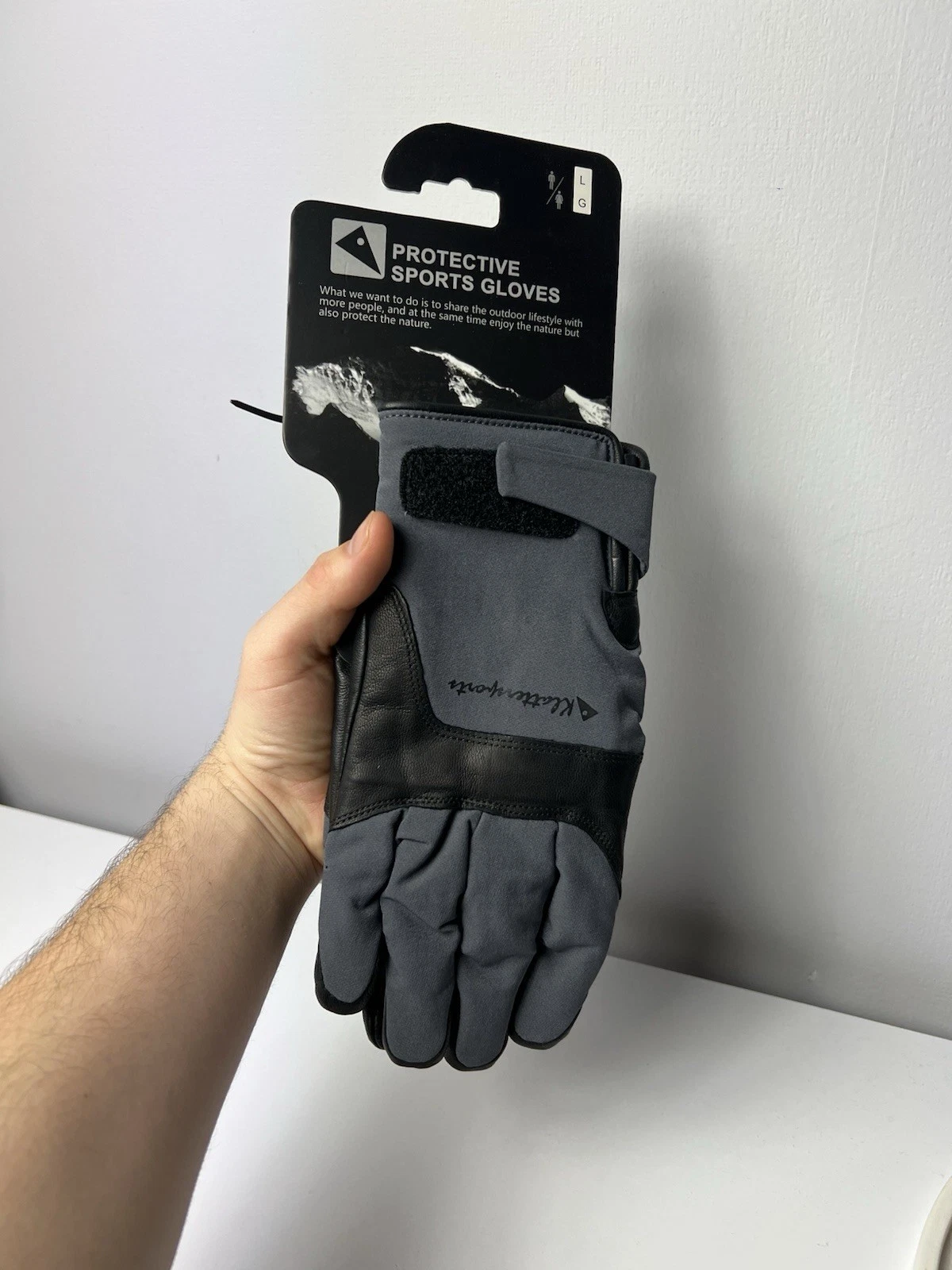 Klattermusen Protective Sports Gloves Size L/G Gray Outdoor Winter Ski Snowboard