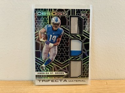 2021 Obsidian Amon-Ra St. Brown Trifecta Green Etch RC Patch # /50 Lions READ