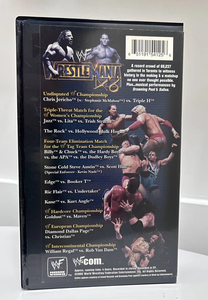 WWF Wrestlemania X8 18 2002 WWE Wrestling VHS Tape Rock Hulk Hogan HTF OOP Rare - Image 2 of 4