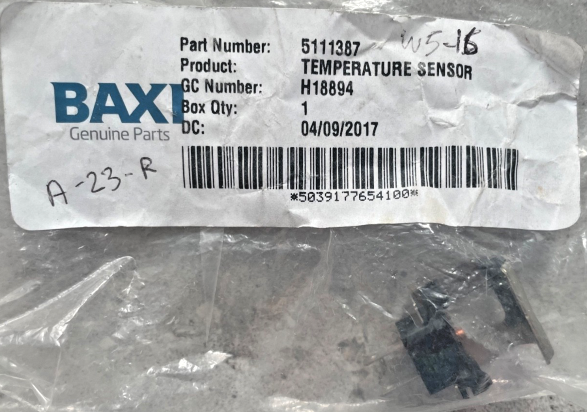 Baxi Main Multipoint FF Water Heater Temperature Sensor 5111387 NEW - GENUINE