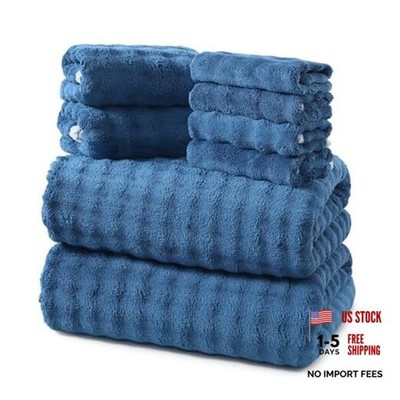 8-Piece Soft Bath Towel Sets, Extra Large 2 Bath Sheet (35×70 in), 2 Hand Blue
